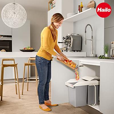 Vuilnisemmer Hailo Multi-Box duo L Wit Grijs Crème Staal Plastic 2 lades 14 L Integreerbaar (2 Stuks) - thumbnail