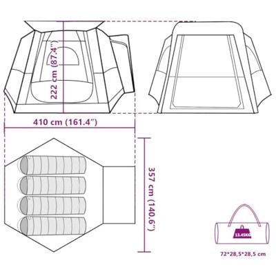 Autotent 4-persoons waterdicht blauw - thumbnail