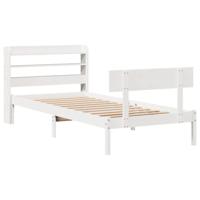 Bedframe zonder matras massief grenenhout wit 75x190 cm - thumbnail
