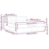 Ottoman bed met matras 180x200 cm fluweel roze - thumbnail