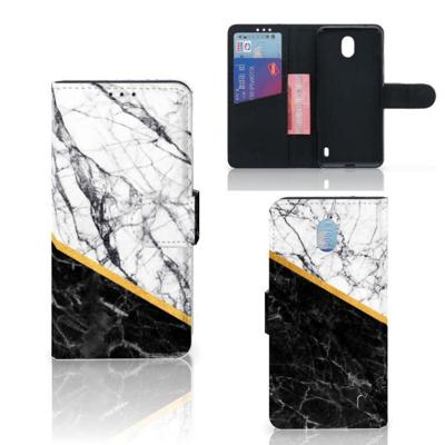 Nokia 1 Plus | Bookcase | Marmer Wit Zwart - Origineel Cadeau Man Nokia 1 Plus | Bookcase | Marmer Wit Zwart - Origineel Cadeau Man
