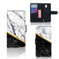 Nokia 1 Plus | Bookcase | Marmer Wit Zwart - Origineel Cadeau Man - thumbnail