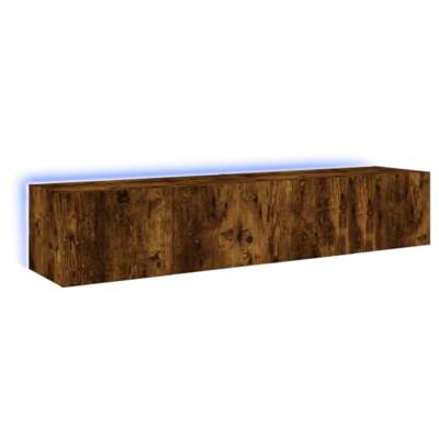 Tv-wandmeubels met LED 2 st 80x35x31 cm gerookt eikenkleurig