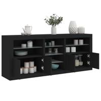 Dressoir met LED-verlichting 162x37x67 cm zwart - thumbnail