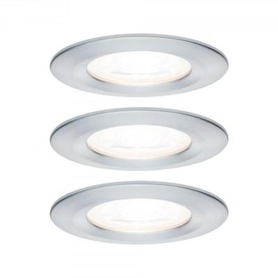Paulmann Inbouwlamp voor badkamer Set van 3 stuks 19.5 W Aluminium (gedraaid)