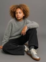 Kersttrui meisje JONEN pluizig breisel met zilver effect zilver - thumbnail