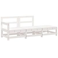 3-delige Loungeset massief grenenhout wit - thumbnail