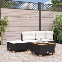 Tuinkruk met kussen 63,5x56x32 cm poly rattan zwart - thumbnail