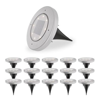 Ellis 16x Solar grondspots - 8 LEDs - 3000K warmwit licht - IP65 waterdicht - Incl. schemerschakelaar - RVS Ellis 16x Solar grondspots - 8 LEDs - 3000K warmwit licht - IP65 waterdicht - Incl. schemerschakelaar - RVS