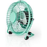 Metalen Miniventilator | Diameter 10 cm | USB-Voeding | Turquoise - thumbnail