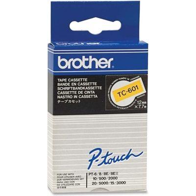Brother TC-601 Labeltape Kunststof Tapekleur: Geel Tekstkleur: Zwart 12 mm 7.7 m