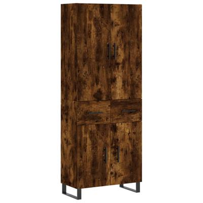 Hoge kast 69,5x34x180 cm bewerkt hout gerookt eikenkleurig
