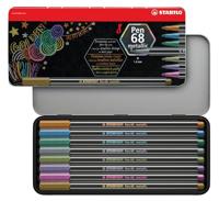 Stabilo pen 68 metallic metalen doos viltstiften, 8st. - thumbnail