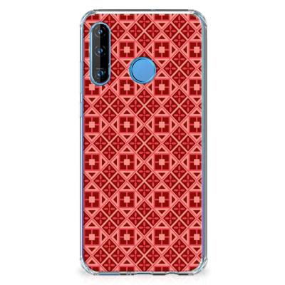 Huawei P30 Lite Doorzichtige Silicone Hoesje Batik Rood Huawei P30 Lite Doorzichtige Silicone Hoesje Batik Rood