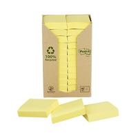 Post-it Recycled notes, 100 vel, ft 38 x 51 mm, geel, pak van 24 blokken - thumbnail