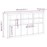Dressoir met LED-verlichting 181,5x37x100 cm wit - thumbnail