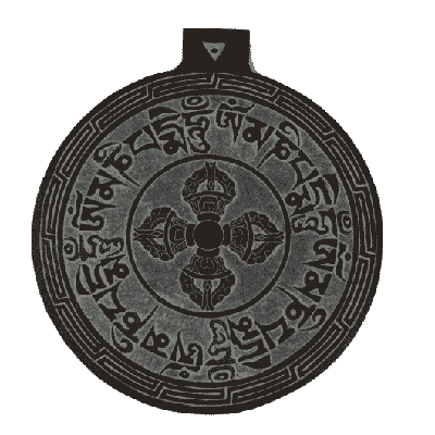 Leisteen Reliëf Dubbele Dorje en OMPMH