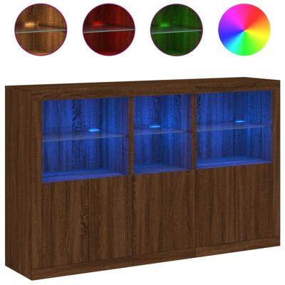 Dressoir met LED-verlichting 162x37x100 cm bruin eikenkleur