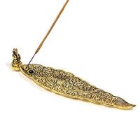 Goudkleurige Wierookbrander Ganesha Bladvorm - thumbnail