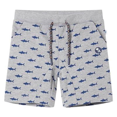 Kindershorts met trekkoord 140 gemleerd lichtgrijs - thumbnail