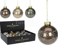 Kerstbal Plastic Glitter Bloem Ø8cm Assorti 1st - thumbnail