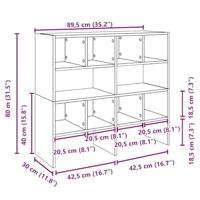 Schoenenrekken 2 st stapelbaar 89,5x30x40 cm sonoma eikenkleur - thumbnail