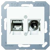 Coax en UTP aansluiting wit Jung AS500 multimedia voor televisie en computer - thumbnail