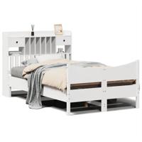 Bedframe zonder matras massief grenenhout wit 135x190 cm - thumbnail