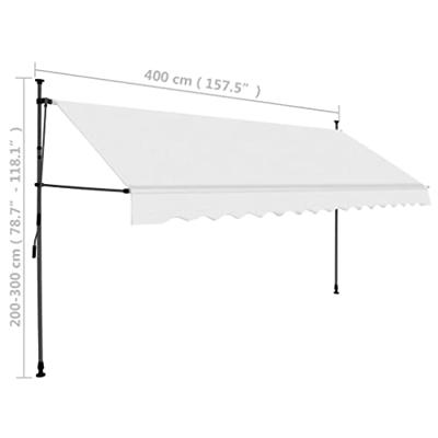 Luifel handmatig uitschuifbaar met LED 400 cm crèmekleurig - thumbnail