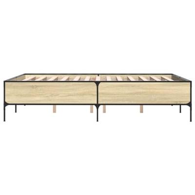 Bedframe bewerkt hout metaal sonoma eikenkleurig 120x200 cm