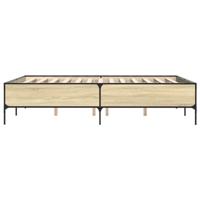 Bedframe bewerkt hout metaal sonoma eikenkleurig 90x190 cm - thumbnail