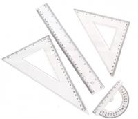 Merkloos Linialen set - Liniaal set - 4 delig - thumbnail