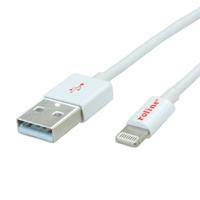 ROLINE 8pin naar USB 2.0 kabel voor iPhone, iPod, iPad, wit, 1,8 m - thumbnail