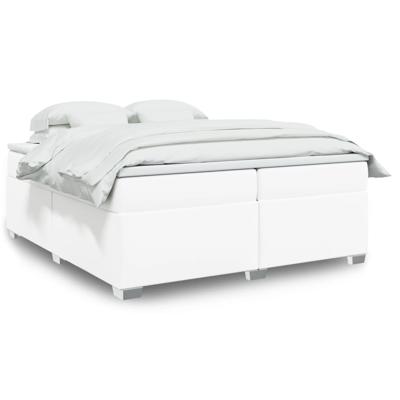Boxspring met matras kunstleer wit 140x190 cm