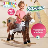 Hobbelpaard, schommelpaard met stijgbeugels, zadel en geluidsfunctie - thumbnail