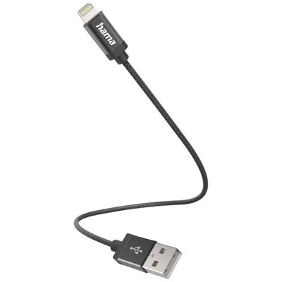 Hama Oplaadkabel USB-A - Lightning 0,2 M Nylon Zwart