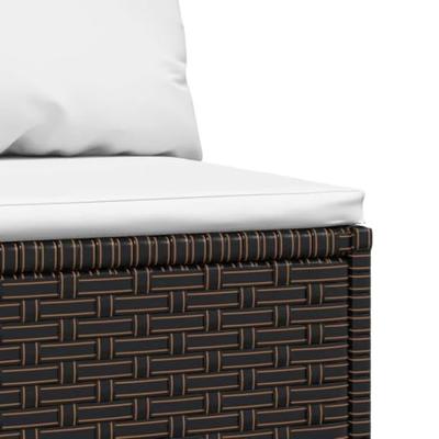 Tuinmiddenbank met kussens poly rattan bruin - thumbnail