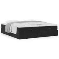 Ottoman bed met matrassen 200x200cm fluweel zwart - thumbnail