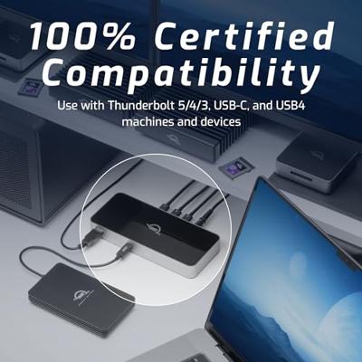 OWC Thunderbolt 5 Hub, 3 x Thunderbolt 5 poorten, USB-A-poort, tot 80/120 Gb/s, tot 3 8k beeldschermen, 140 W voeding en opladen, compatibel met Mac & PC, Thunderbolt 5/4/3, USB4 en USB-C