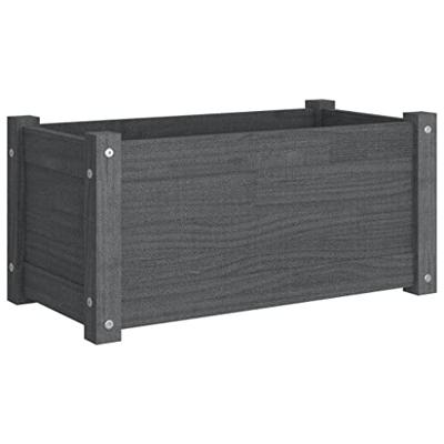 VidaXL Plantenbak 60x31x31 cm massief grenenhout grijs