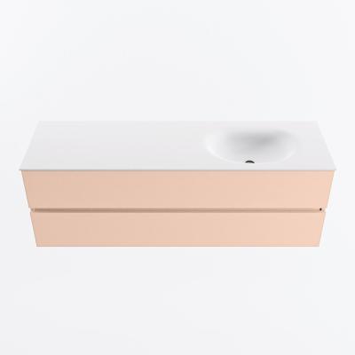 MONDIAZ VICA 150cm badmeubel onderkast Rosee 2 lades. Wastafel MOON rechts 1 kraangat, kleur Talc.