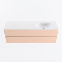 MONDIAZ VICA 150cm badmeubel onderkast Rosee 2 lades. Wastafel MOON rechts 1 kraangat, kleur Talc. - thumbnail