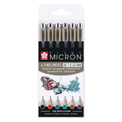 Sakura pigma micron 05 etui met 6 basic kleuren