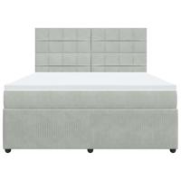 Boxspring met matras fluweel lichtgrijs 180x200 cm - thumbnail