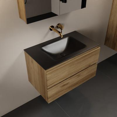 MONDIAZ AIVY 80cm badmeubel Chai, wastafel Urban solid surface midden zonder kraangat met spiegelkast (AI-351171URBAN-NO - AI-M80CHMI - AI-C80CHMI)
