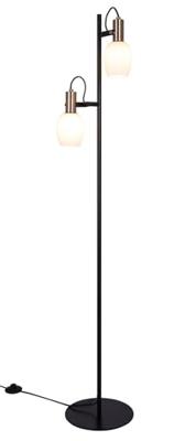 Nordlux Arild vloerlamp zwart met 2 opaalglazen kappen E14 fittingen