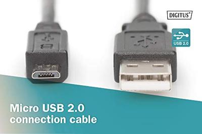 Digitus USB-kabel USB 2.0 USB-A stekker, USB-micro-B stekker 1.00 m Zwart AK-300127-010-S