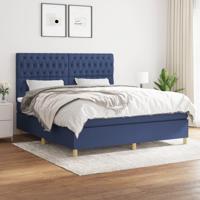 Boxspring met matras stof blauw 180x200 cm - thumbnail