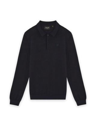 Lyle & Scott winter polo shirt jongens - donker navy blauw - longsleeve, gebreid