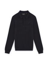Lyle & Scott winter polo shirt jongens - donker navy blauw - longsleeve, gebreid - thumbnail